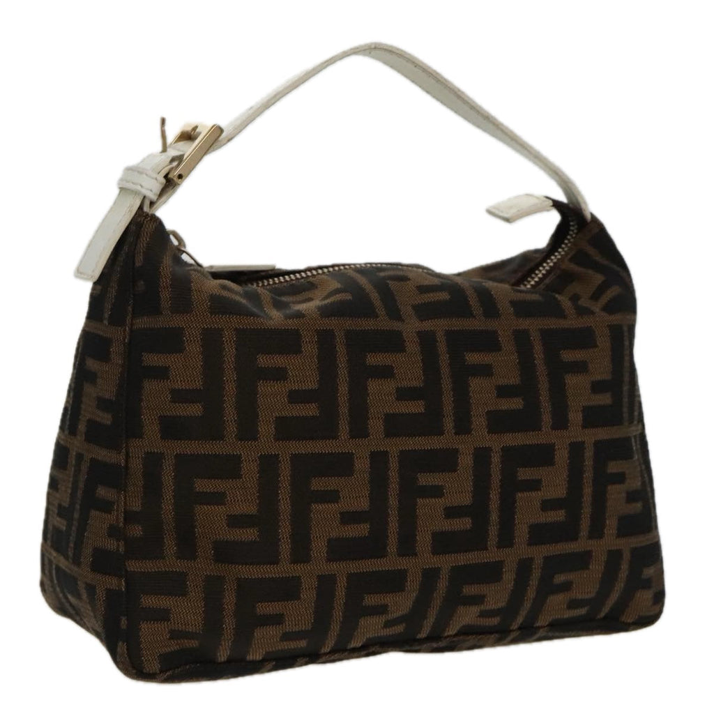 FENDI Zucca Canvas Hand Bag Brown White Gold 95333