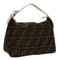 FENDI Zucca Canvas Hand Bag Brown White Gold 95333