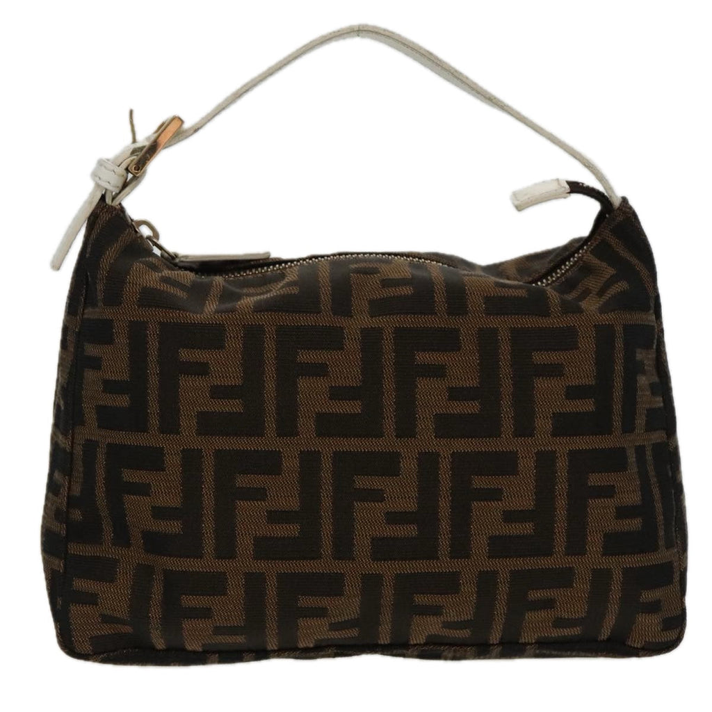 FENDI Zucca Canvas Hand Bag Brown White Gold 95333