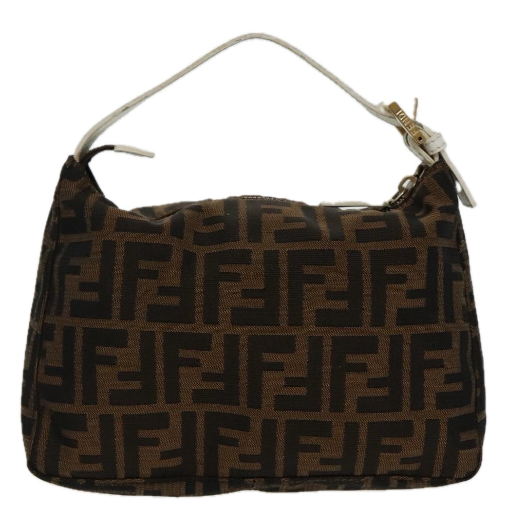 FENDI Zucca Canvas Hand Bag Brown White Gold 95333