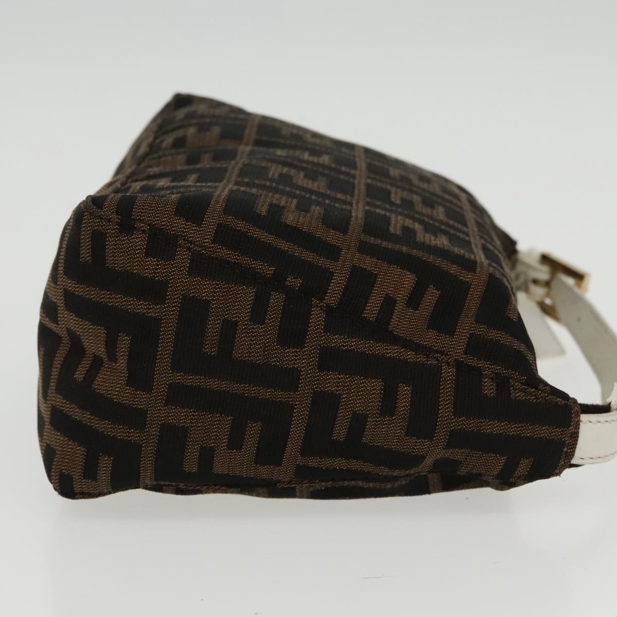 FENDI Zucca Canvas Hand Bag Brown White Gold 95333