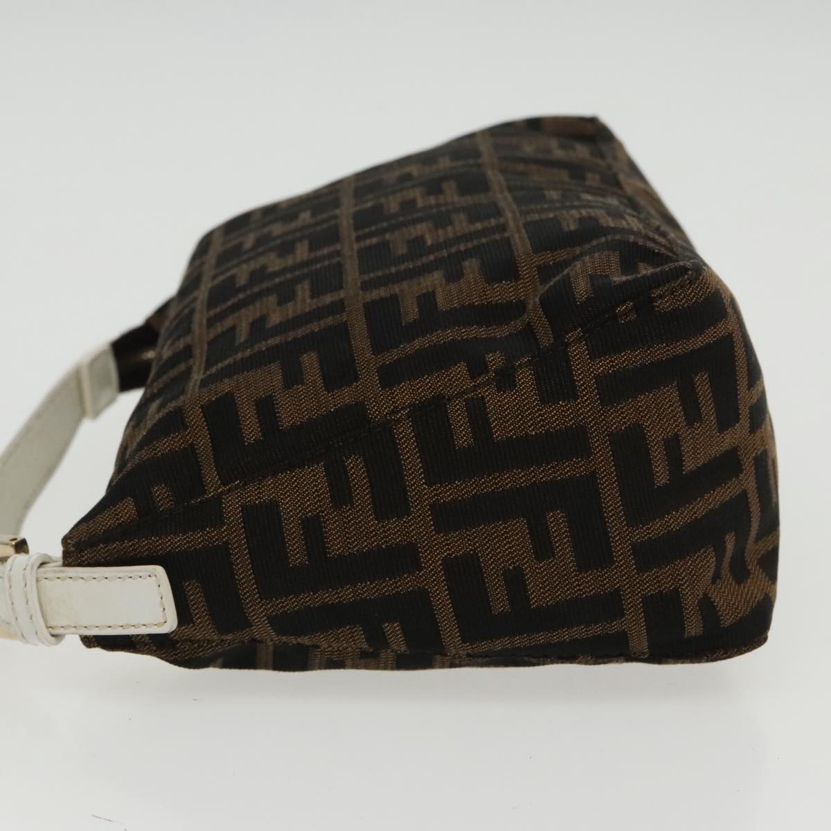 FENDI Zucca Canvas Hand Bag Brown White Gold 95333