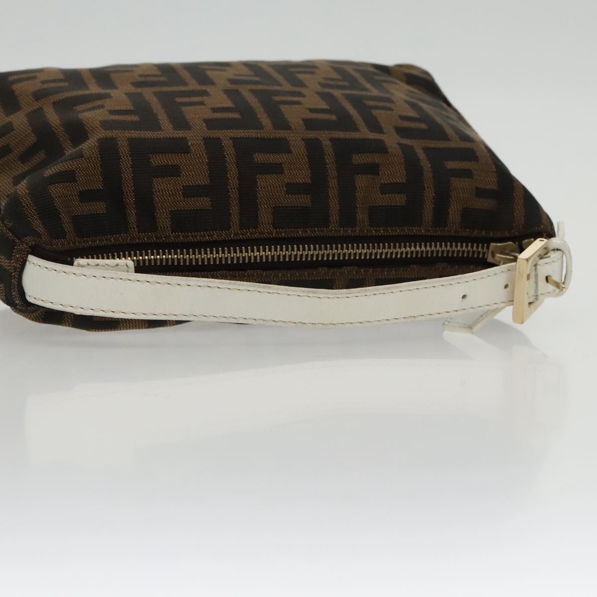 FENDI Zucca Canvas Hand Bag Brown White Gold 95333