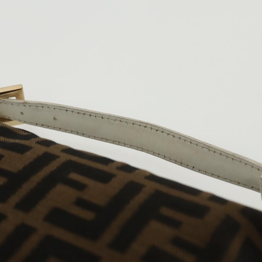 FENDI Zucca Canvas Hand Bag Brown White Gold 95333