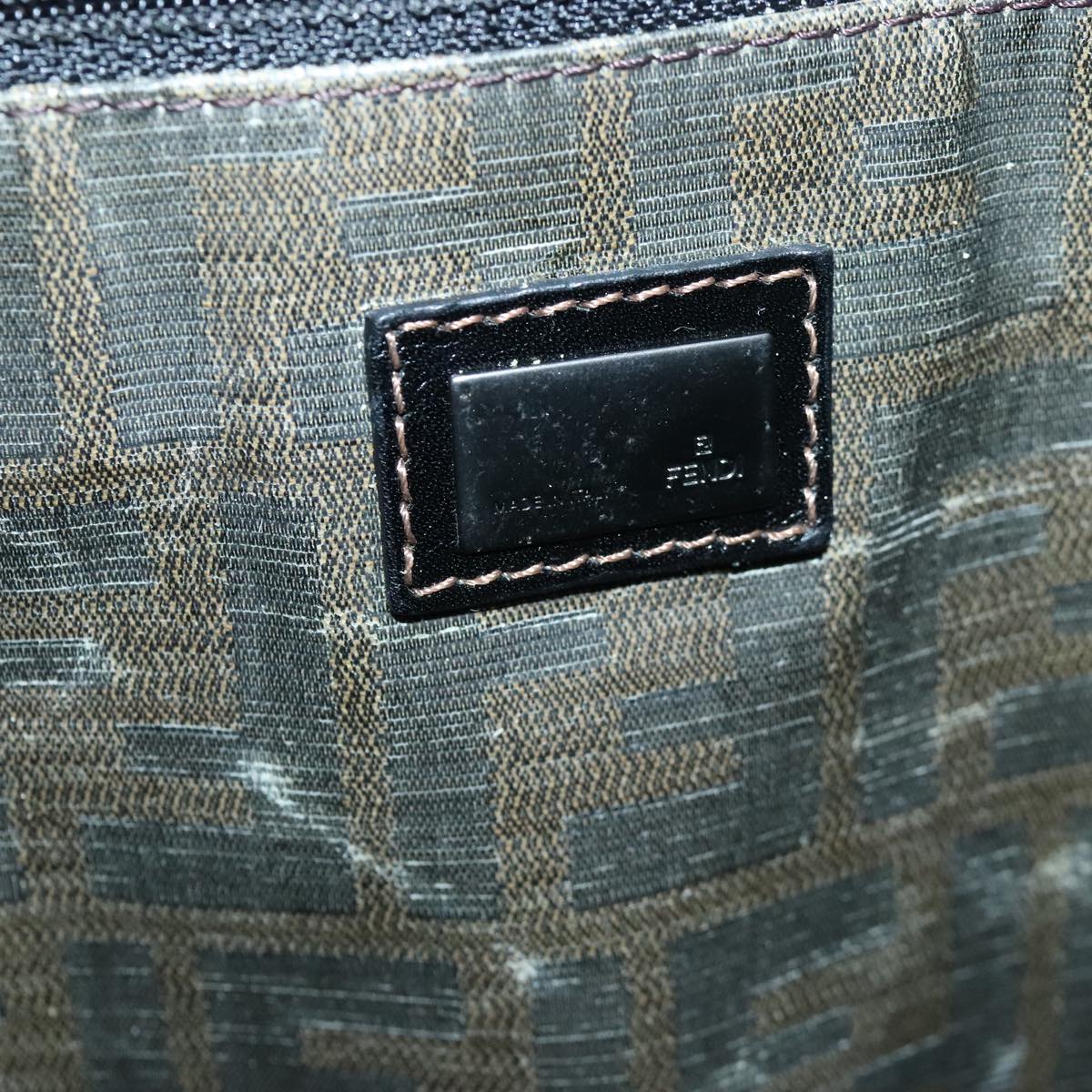 FENDI Zucca Canvas Tote Bag Leather Black 95342