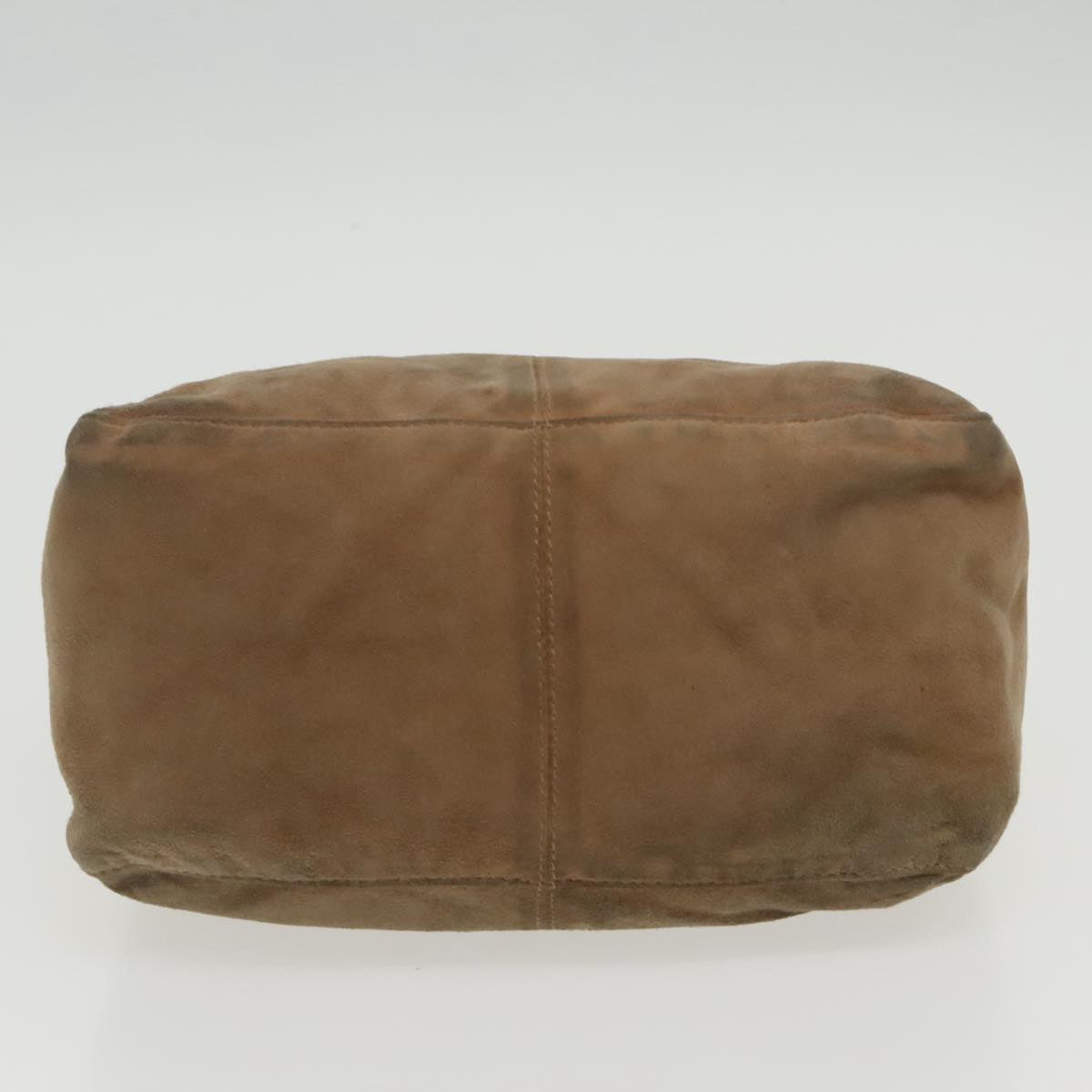 FENDI Mamma Baguette Shoulder Bag Suede Beige Gold 95344