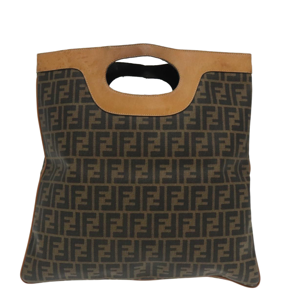 FENDI Zucca Canvas Hand Bag Brown Black 95414