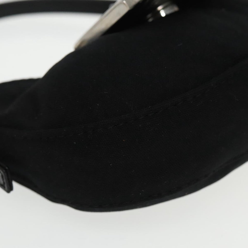 FENDI Mini Croissant Hand Bag Nylon Black Silver 95417
