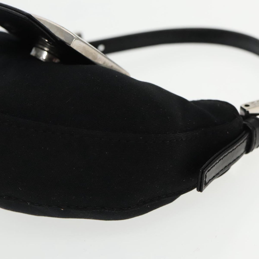 FENDI Mini Croissant Hand Bag Nylon Black Silver 95417