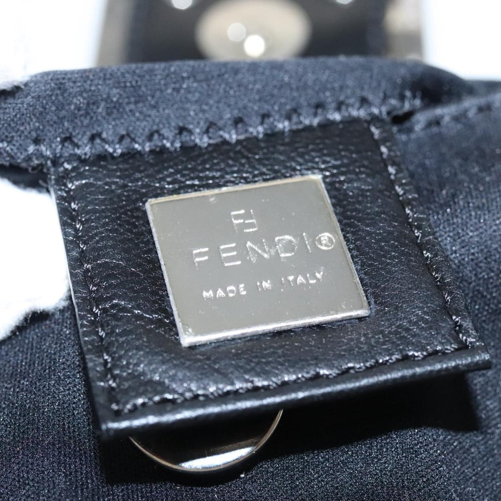 FENDI Mini Croissant Hand Bag Nylon Black Silver 95417
