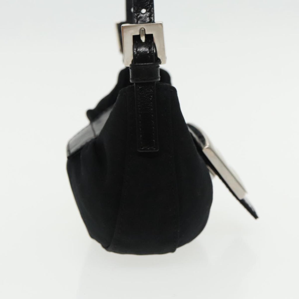 FENDI Mini Croissant Hand Bag Nylon Black Silver 95417