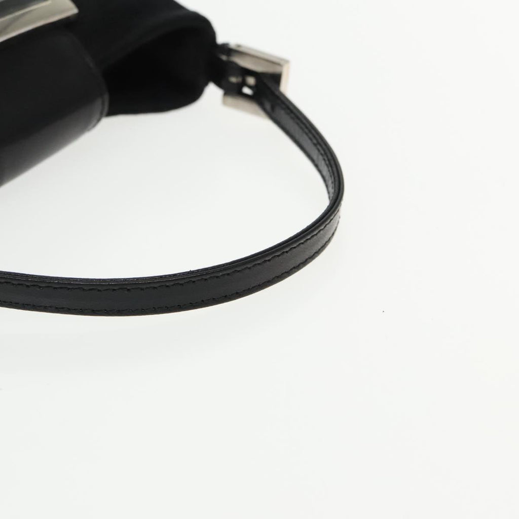 FENDI Mini Croissant Hand Bag Nylon Black Silver 95417