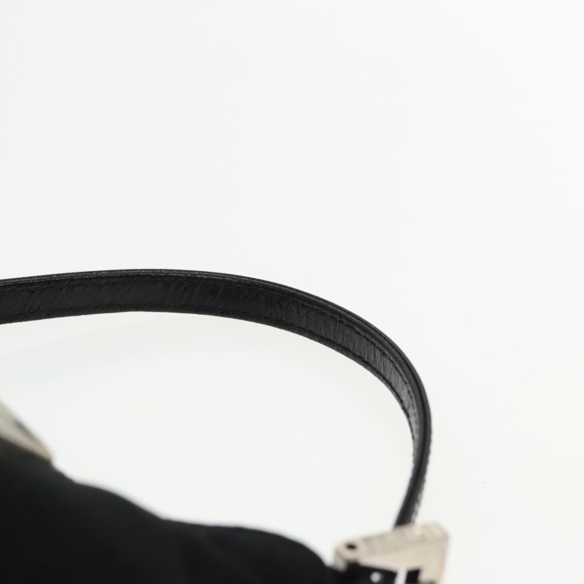FENDI Mini Croissant Hand Bag Nylon Black Silver 95417