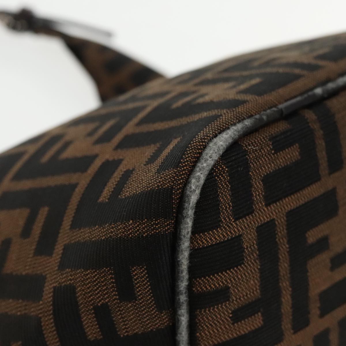 FENDI Zucca Canvas Mamma Baguette Shoulder Bag Brown Black Silver 95448