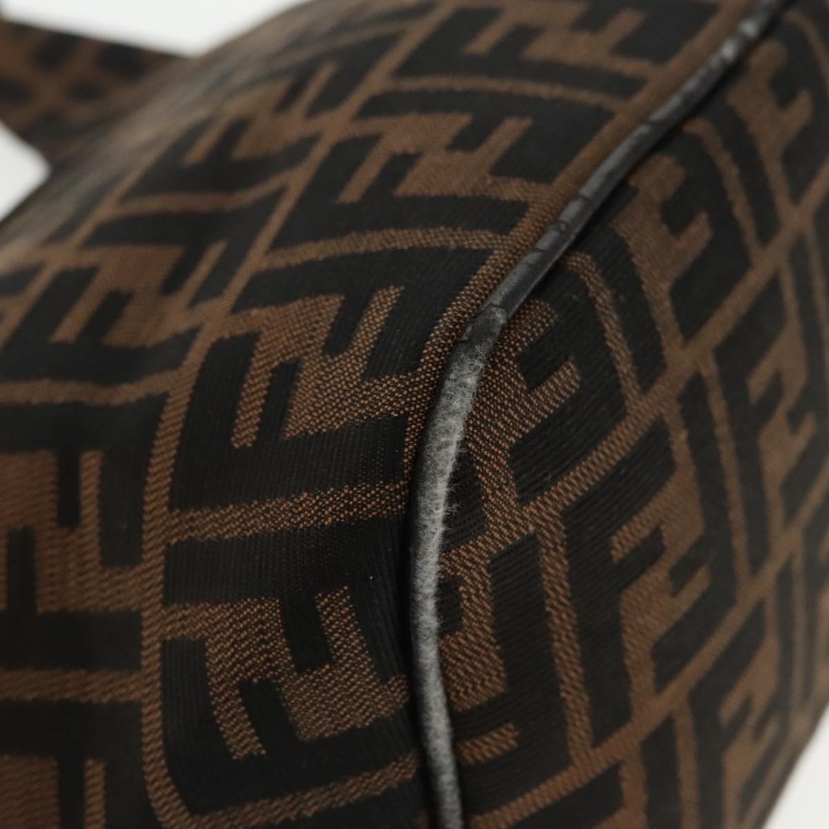 FENDI Zucca Canvas Mamma Baguette Shoulder Bag Brown Black Silver 95448