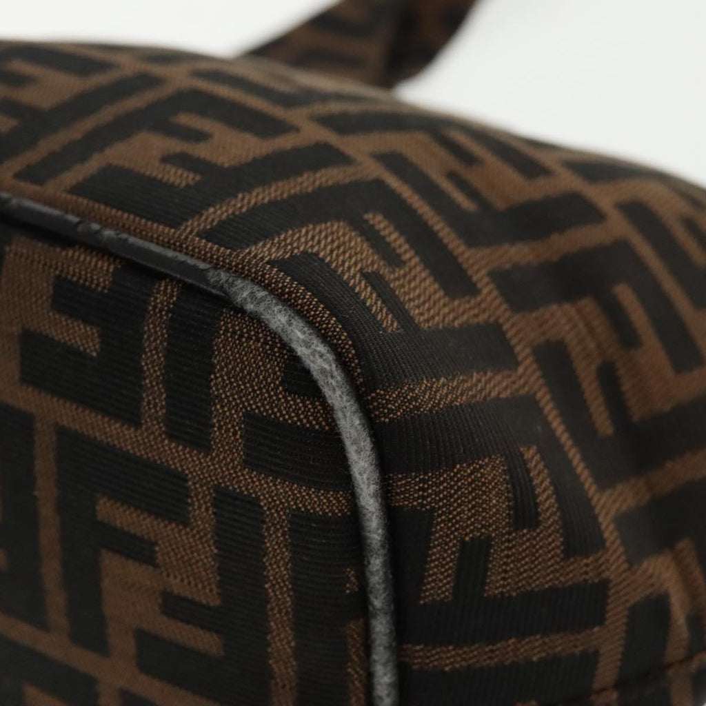 FENDI Zucca Canvas Mamma Baguette Shoulder Bag Brown Black Silver 95448