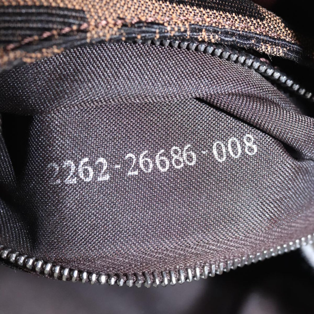 FENDI Zucca Canvas Mamma Baguette Shoulder Bag Brown Black Silver 95448