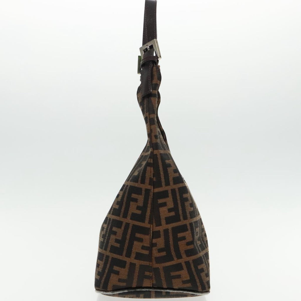 FENDI Zucca Canvas Mamma Baguette Shoulder Bag Brown Black Silver 95448