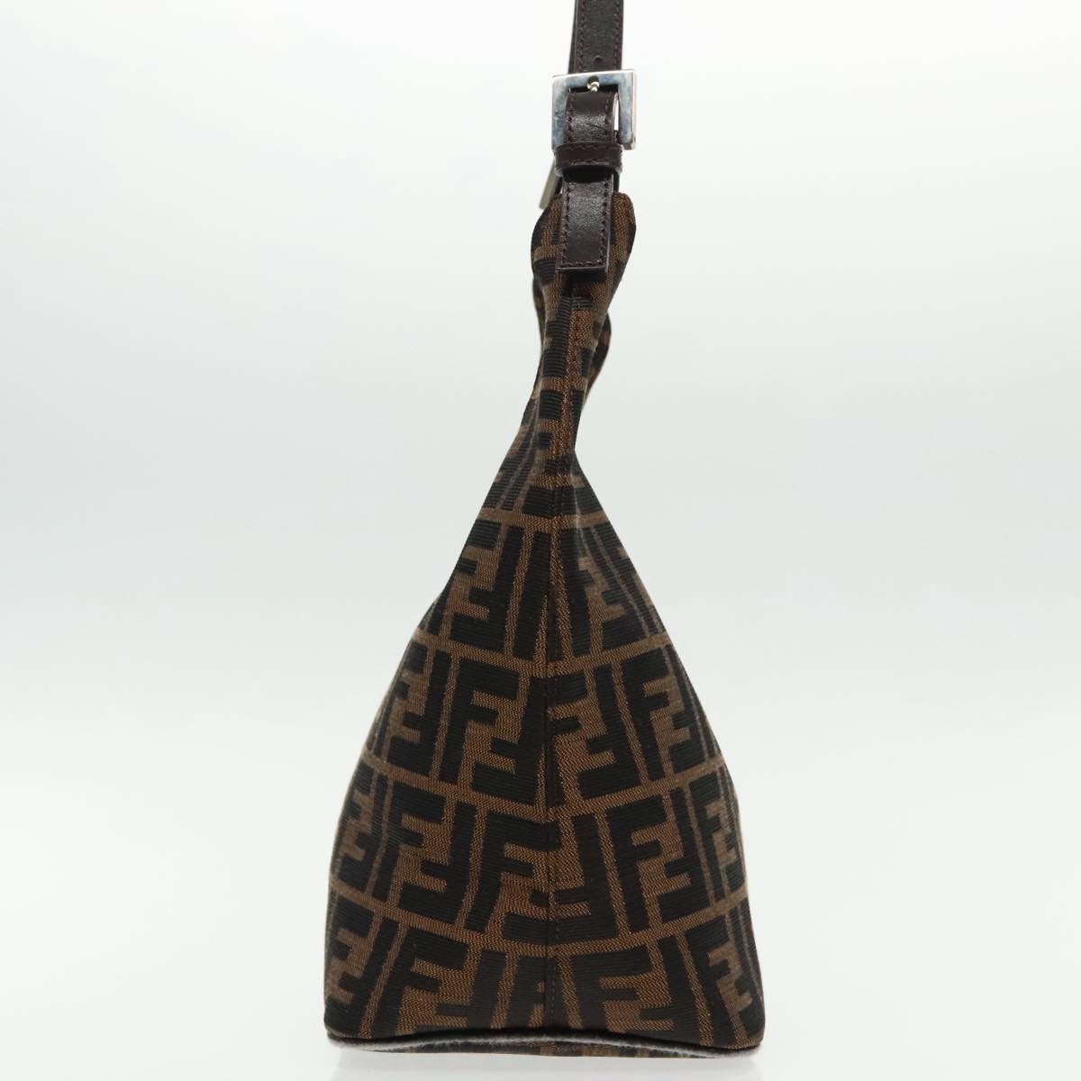 FENDI Zucca Canvas Mamma Baguette Shoulder Bag Brown Black Silver 95448