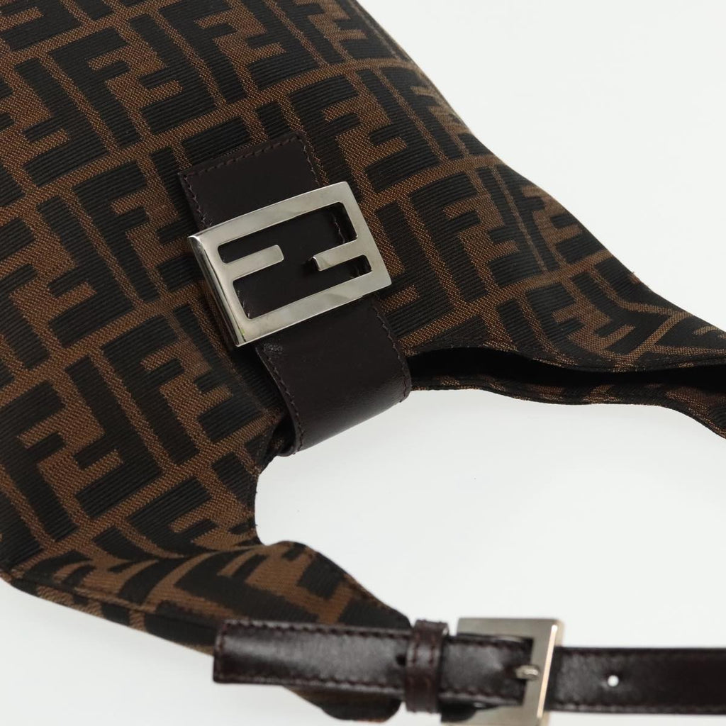 FENDI Zucca Canvas Mamma Baguette Shoulder Bag Brown Black Silver 95448