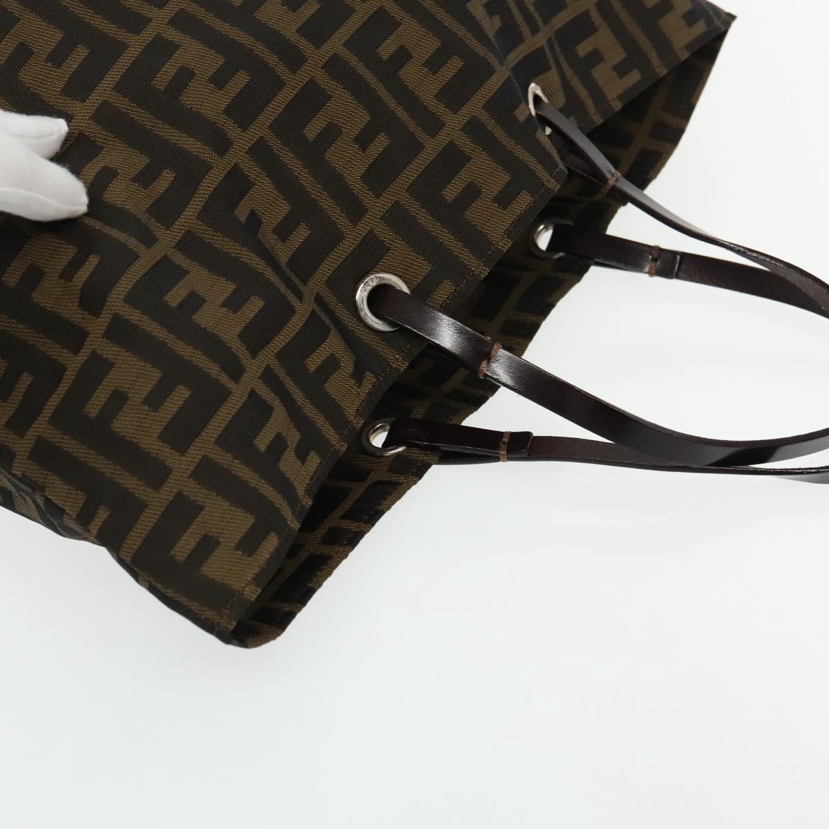 FENDI Zucca Canvas Tote Bag Brown Black 95466