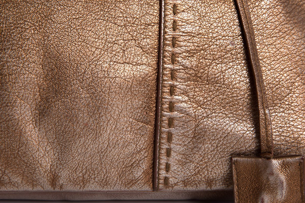 Saint Laurent Bronze Leather Dual Handle Bag