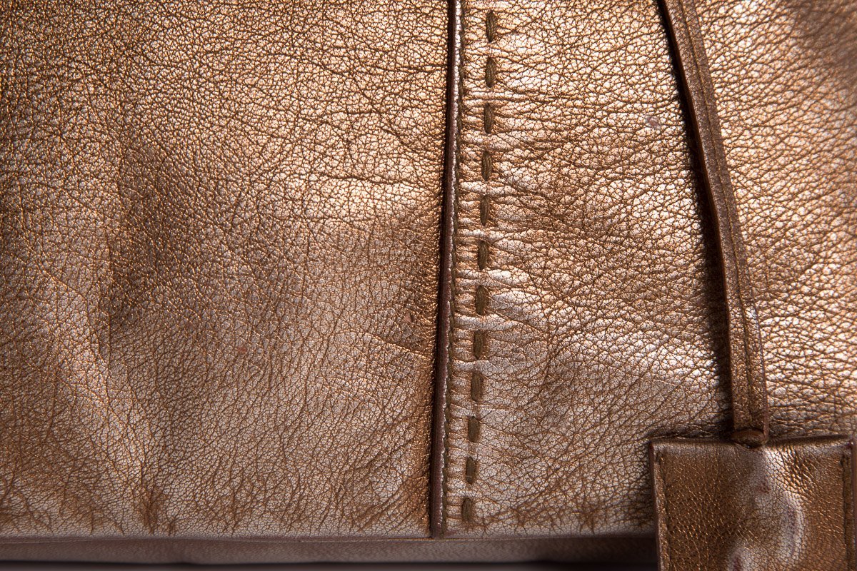 Saint Laurent Bronze Leather Dual Handle Bag