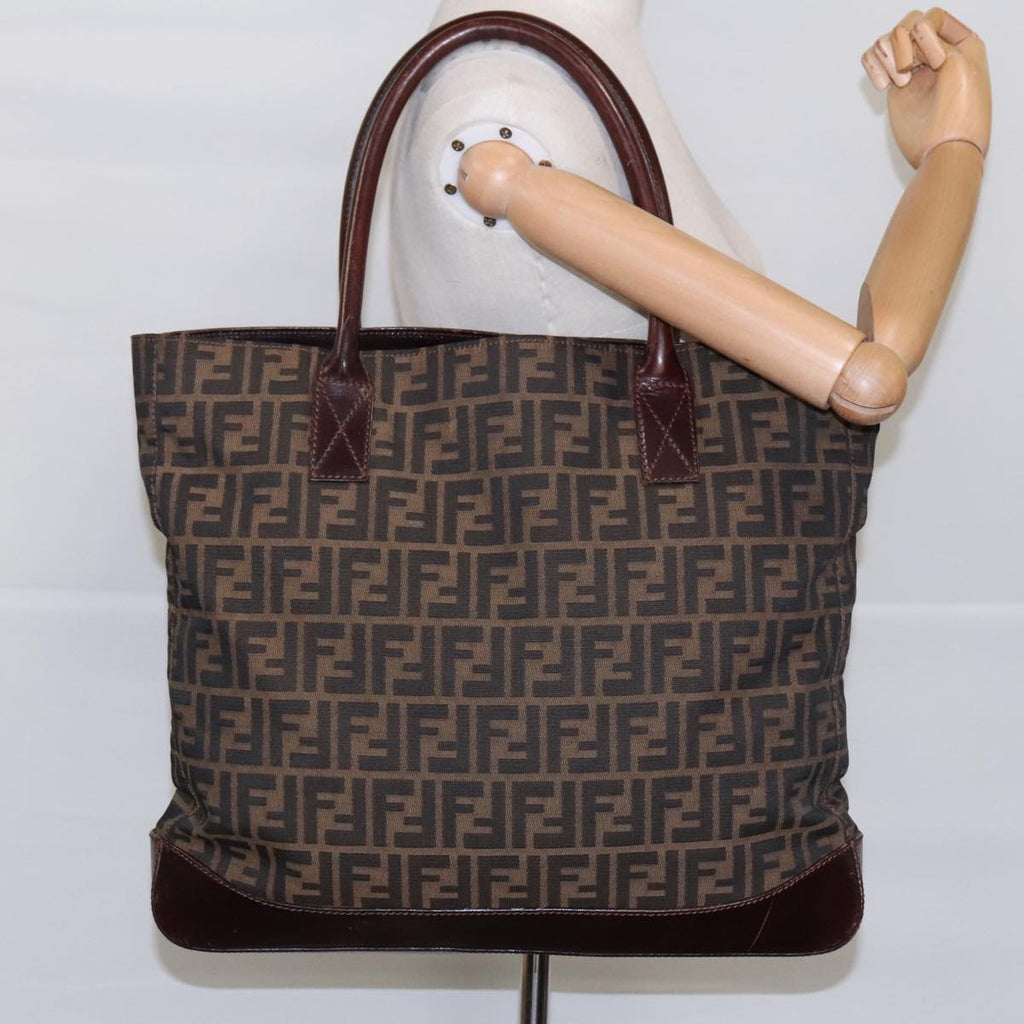FENDI Zucca Canvas Tote Bag Brown Black 95503
