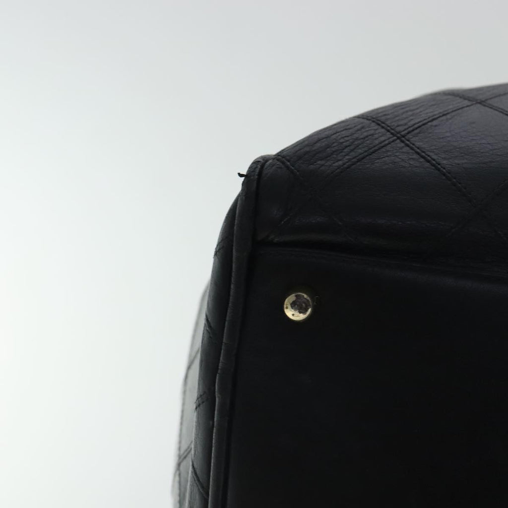 CHANEL Bicolore Boston Bag Leather Black Gold CC 95529