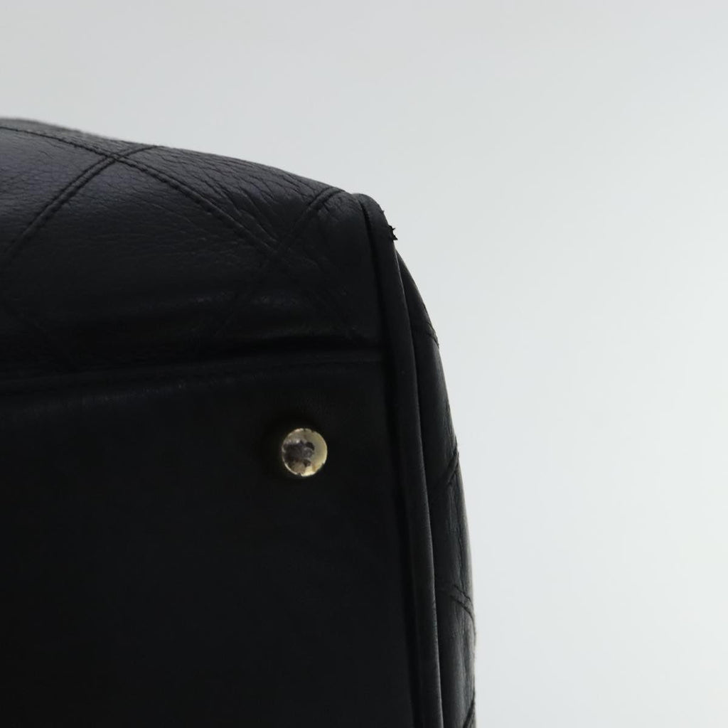 CHANEL Bicolore Boston Bag Leather Black Gold CC 95529