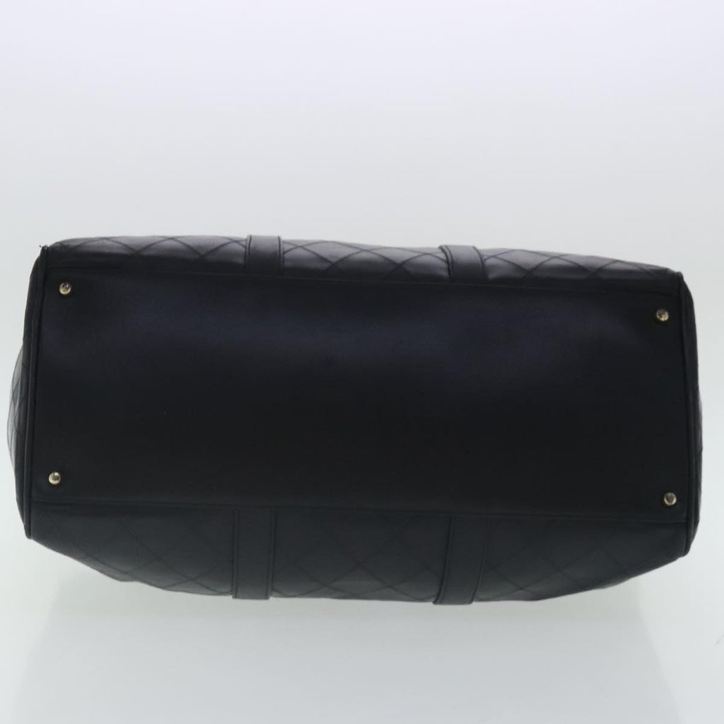 CHANEL Bicolore Boston Bag Leather Black Gold CC 95529