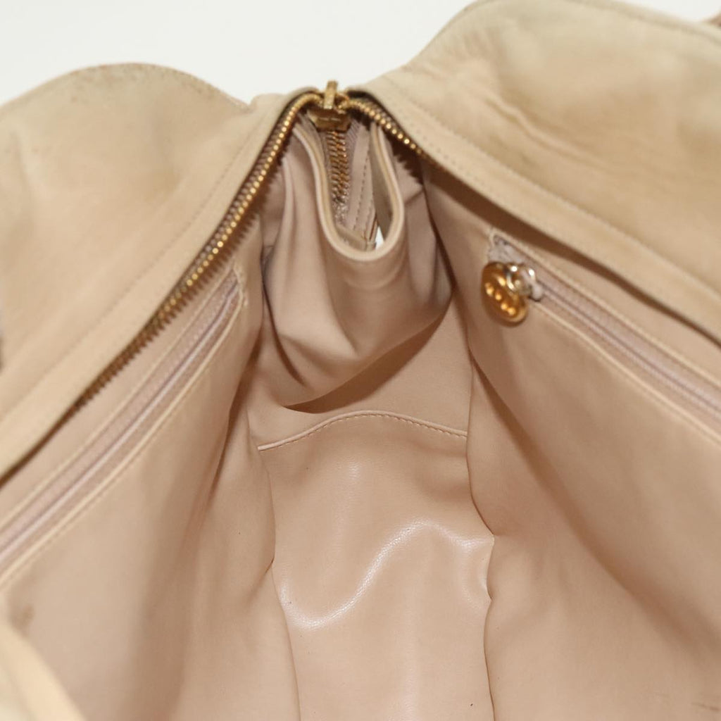 CHANEL V Stitch Hand Bag Lamb Skin Beige Gold CC 95608