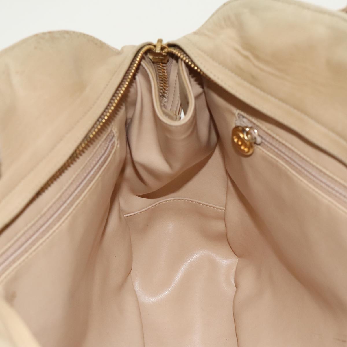 CHANEL V Stitch Hand Bag Lamb Skin Beige Gold CC 95608