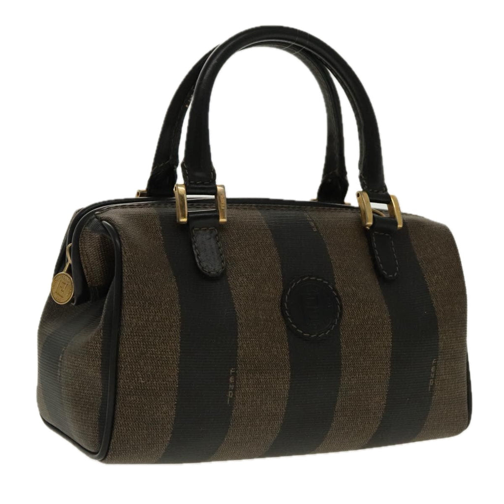 FENDI Pecan Canvas Mini Hand Bag Brown Black gold 95610
