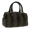 FENDI Pecan Canvas Mini Hand Bag Brown Black gold 95610