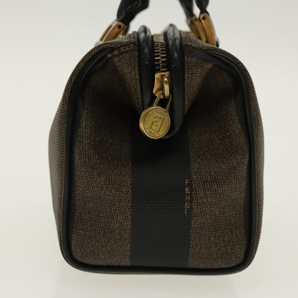 FENDI Pecan Canvas Mini Hand Bag Brown Black gold 95610