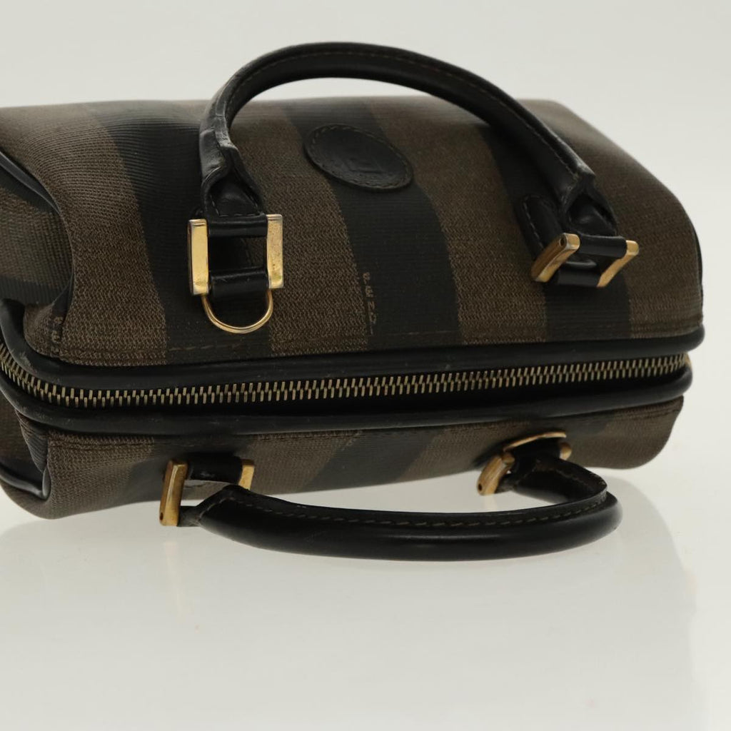 FENDI Pecan Canvas Mini Hand Bag Brown Black gold 95610