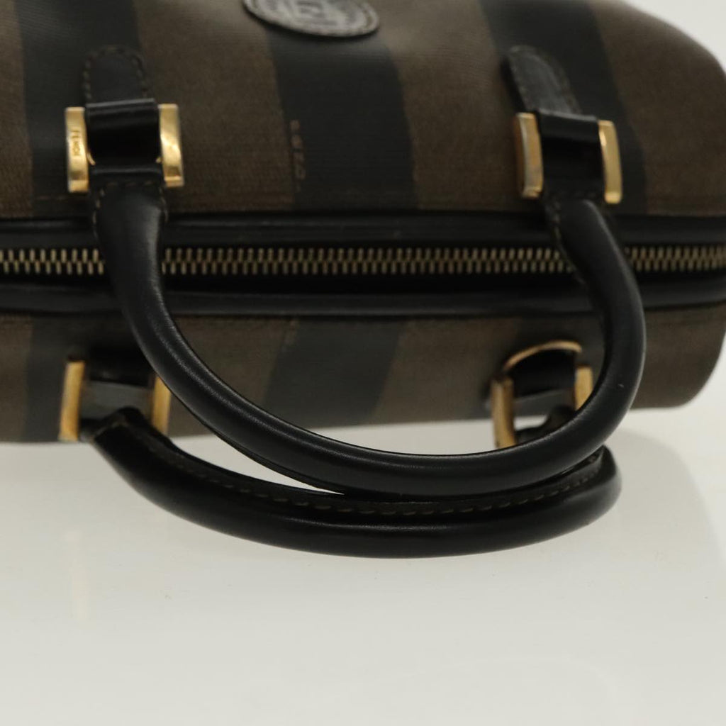 FENDI Pecan Canvas Mini Hand Bag Brown Black gold 95610