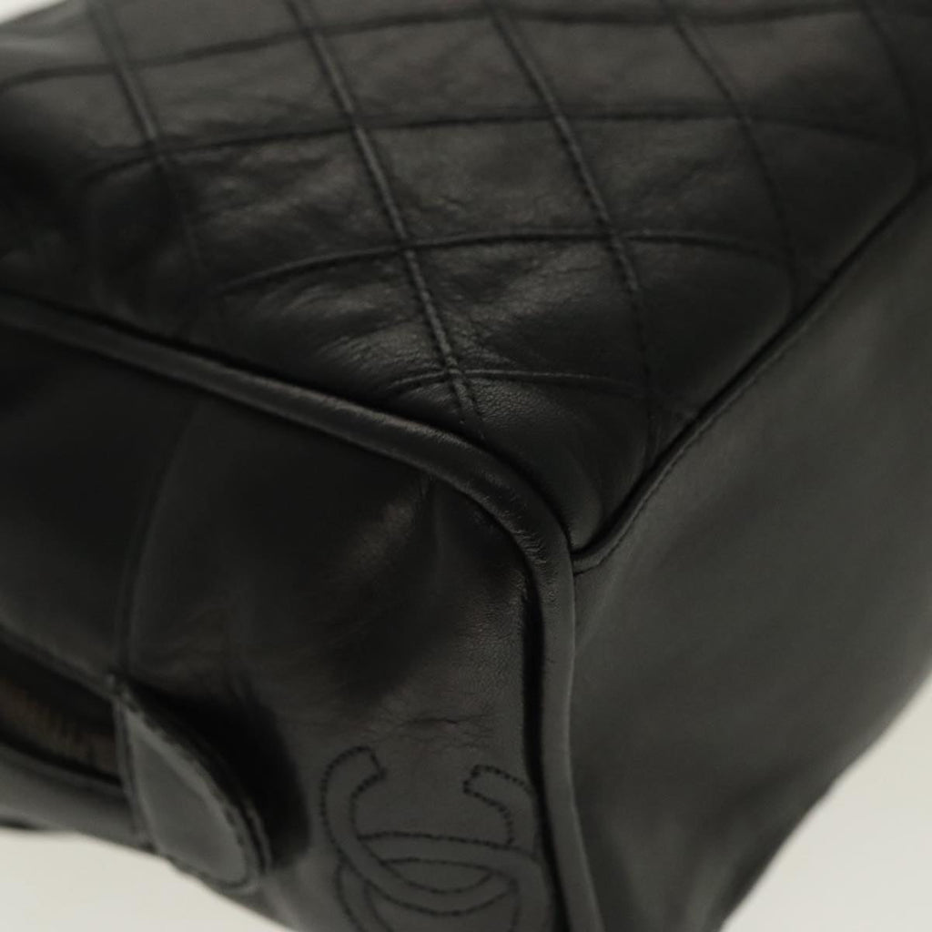 CHANEL Bicolore Clutch Bag Leather Black CC 95615