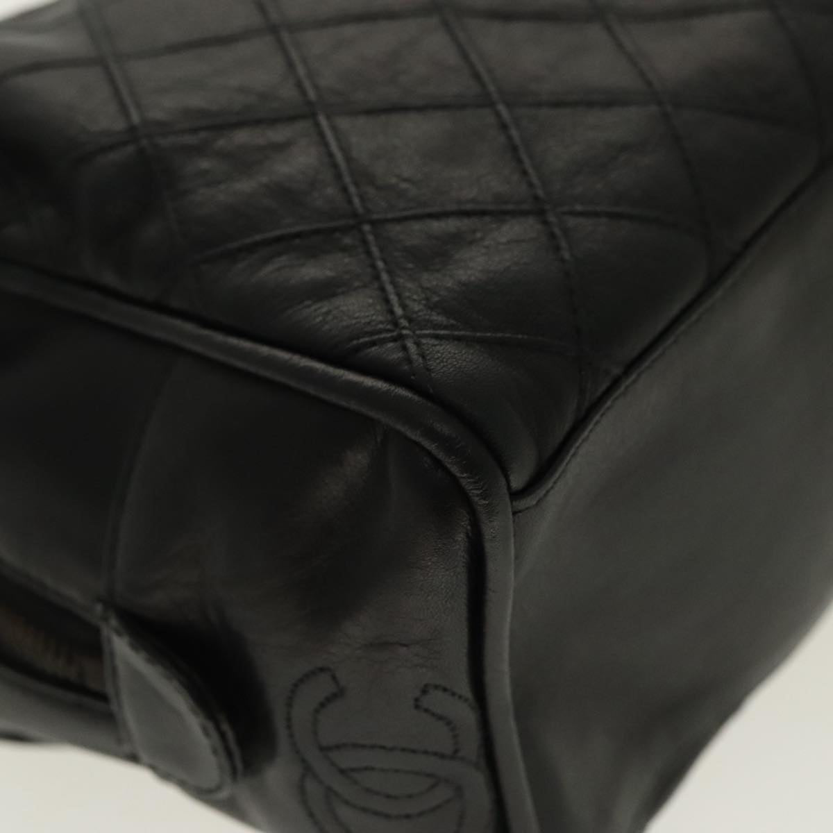 CHANEL Bicolore Clutch Bag Leather Black CC 95615