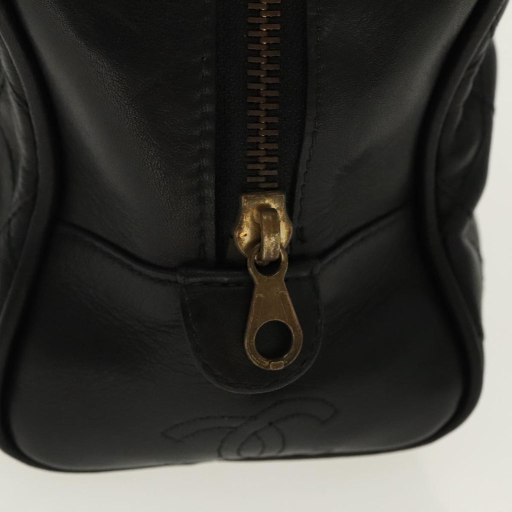 CHANEL Bicolore Clutch Bag Leather Black CC 95615