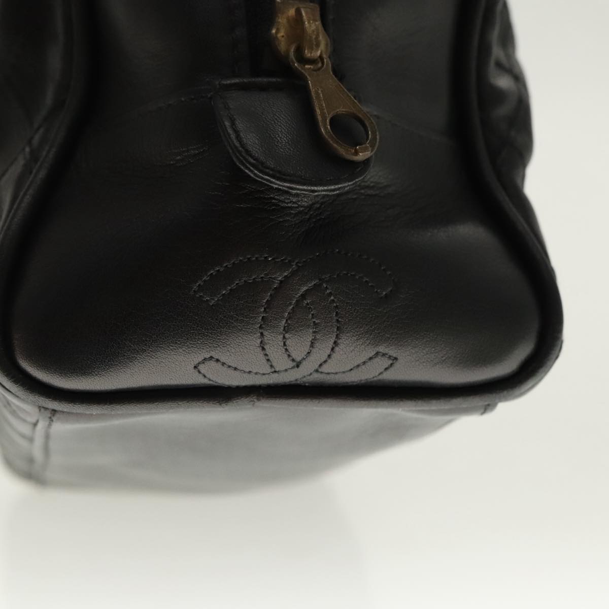 CHANEL Bicolore Clutch Bag Leather Black CC 95615
