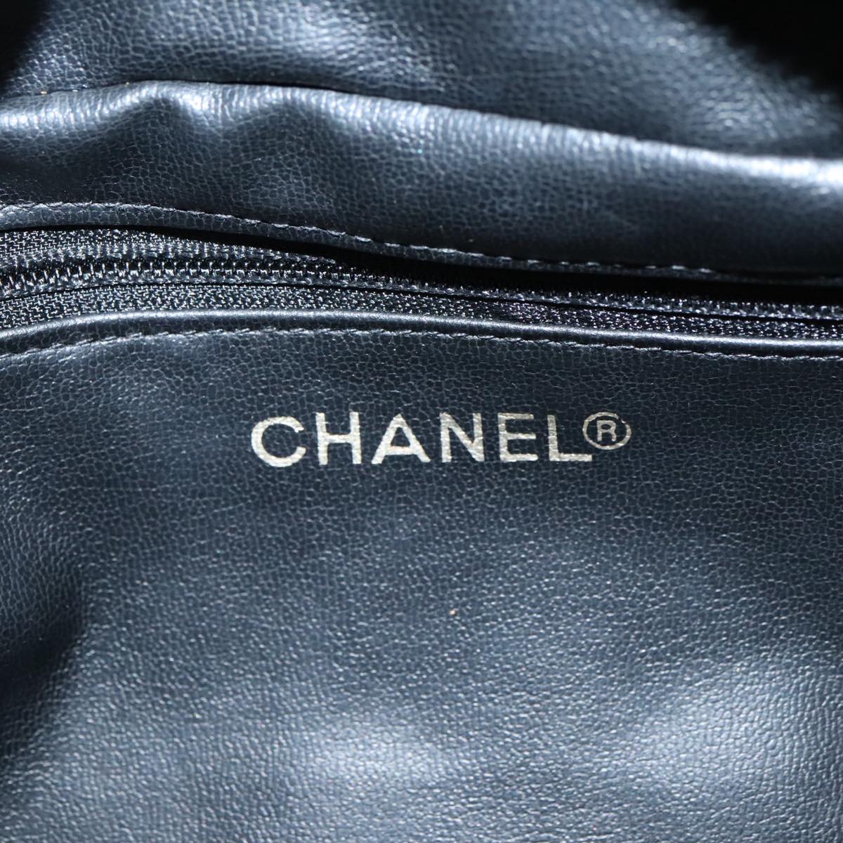 CHANEL Bicolore Clutch Bag Leather Black CC 95615