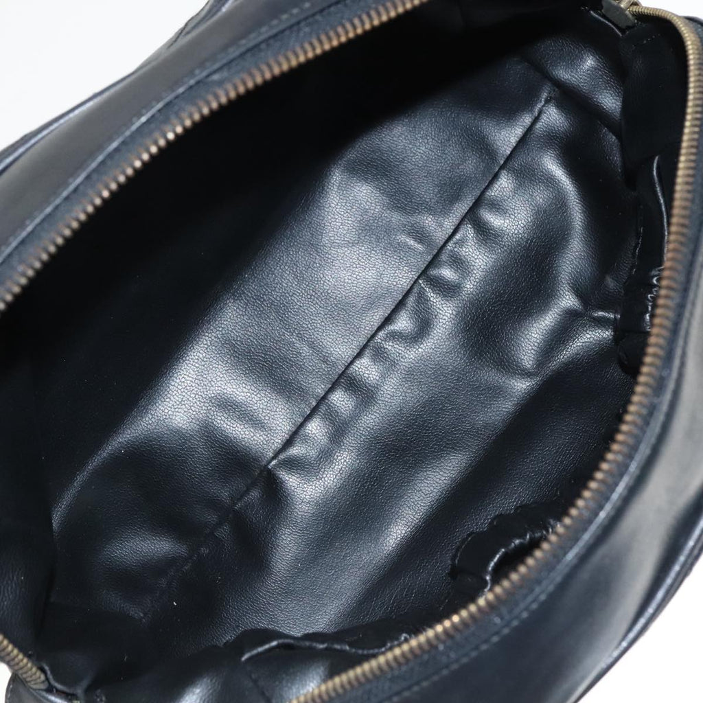 CHANEL Bicolore Clutch Bag Leather Black CC 95615