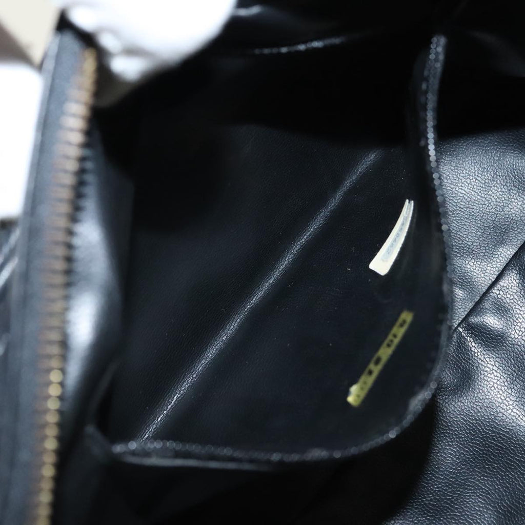 CHANEL Bicolore Clutch Bag Leather Black CC 95615