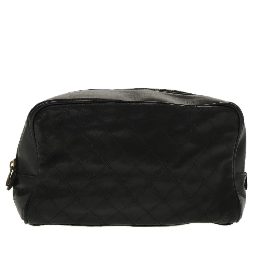 CHANEL Bicolore Clutch Bag Leather Black CC 95615