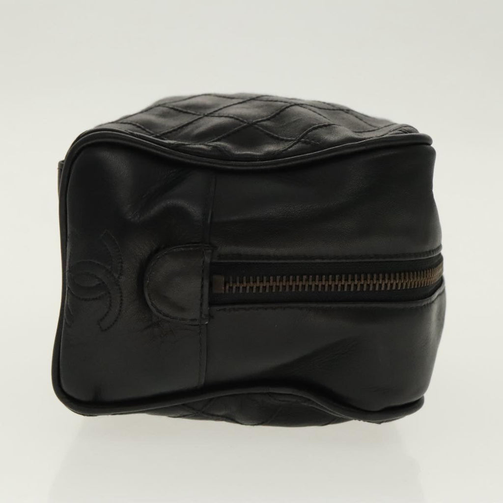 CHANEL Bicolore Clutch Bag Leather Black CC 95615