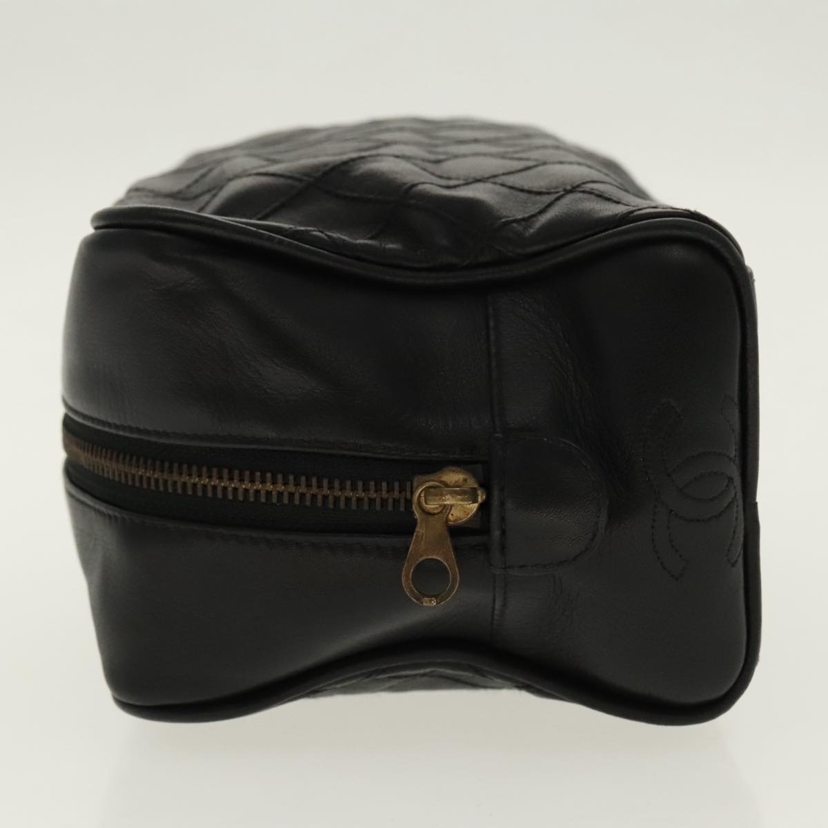 CHANEL Bicolore Clutch Bag Leather Black CC 95615