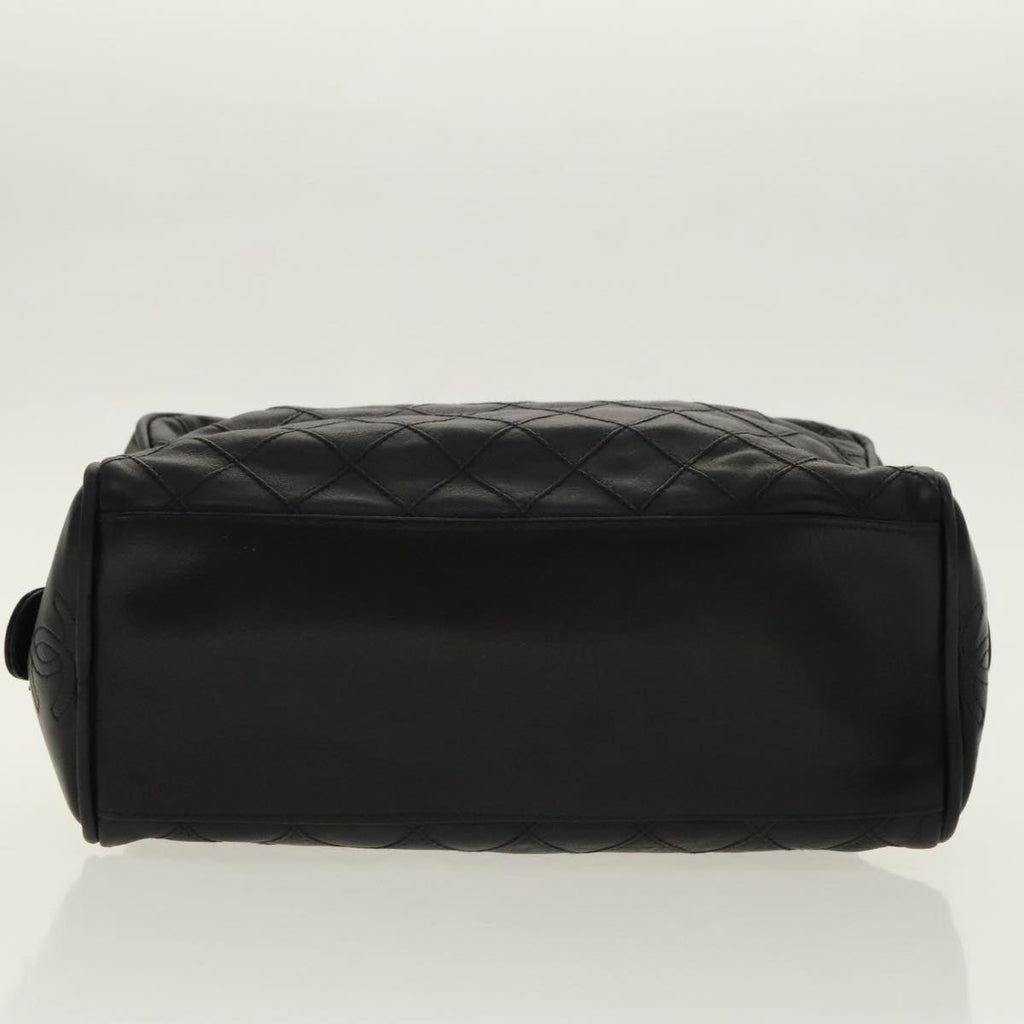 CHANEL Bicolore Clutch Bag Leather Black CC 95615