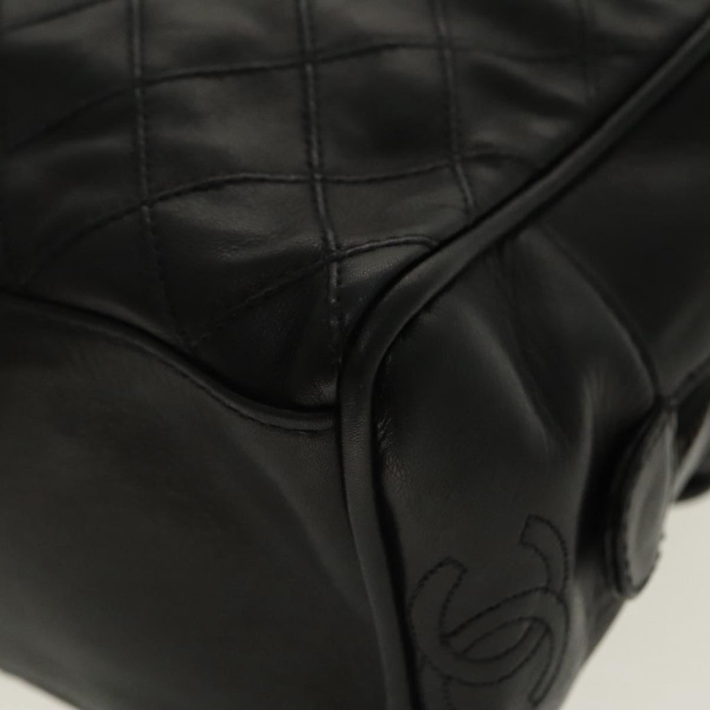 CHANEL Bicolore Clutch Bag Leather Black CC 95615